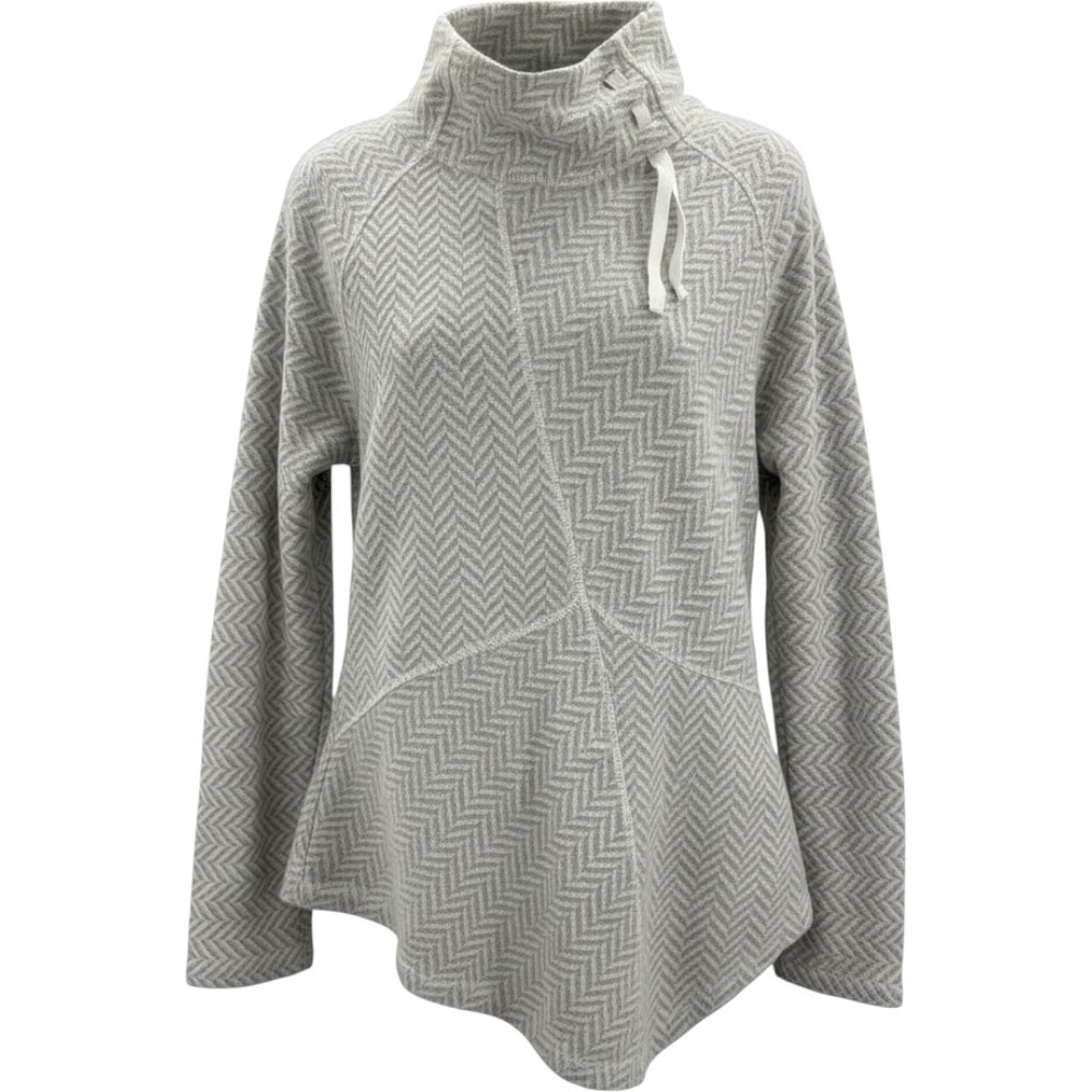 Prana Womens Grey Herringbone Wool Blend Funnel Pullover Xlarge NEW